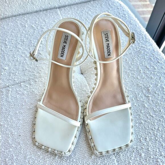 Steven Madden Zelle White Rhinestone Heels Size 8.5 - Picture 5 of 13